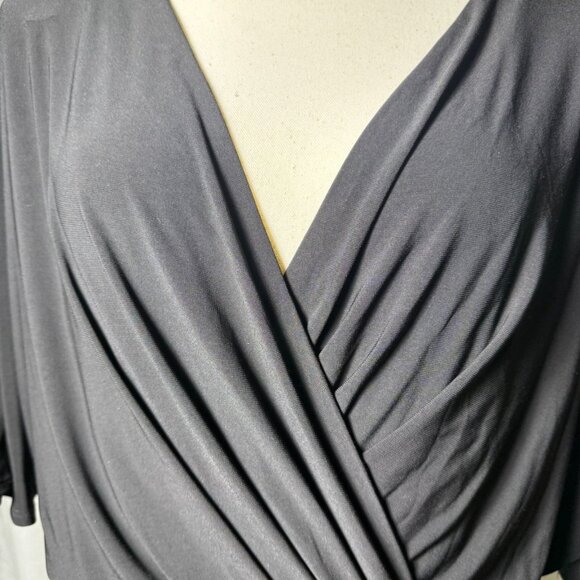 BHLDN Thorton Black Maxi Wrap Dress Sz 18 V-Neck Flutter Sleeve Gown Made In USA - Picture 10 of 15